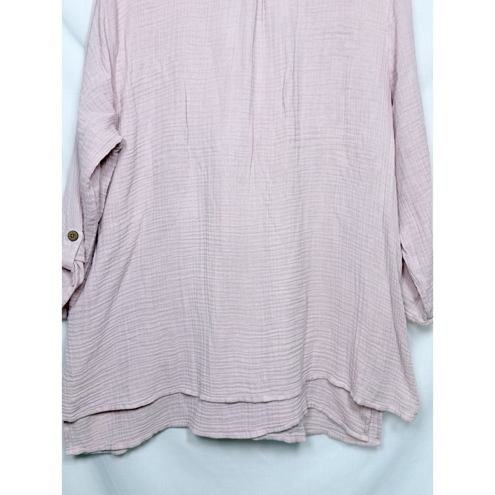 Coldwater Creek Light As Air Gauze Tunic 1X Blush Cotton Boho Lagenlook Layer - Picture 11 of 14